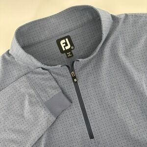 FootJoy Mens XL Quarter Zip Golf Pullover Blue Gray Micro Dot Long Sleeve